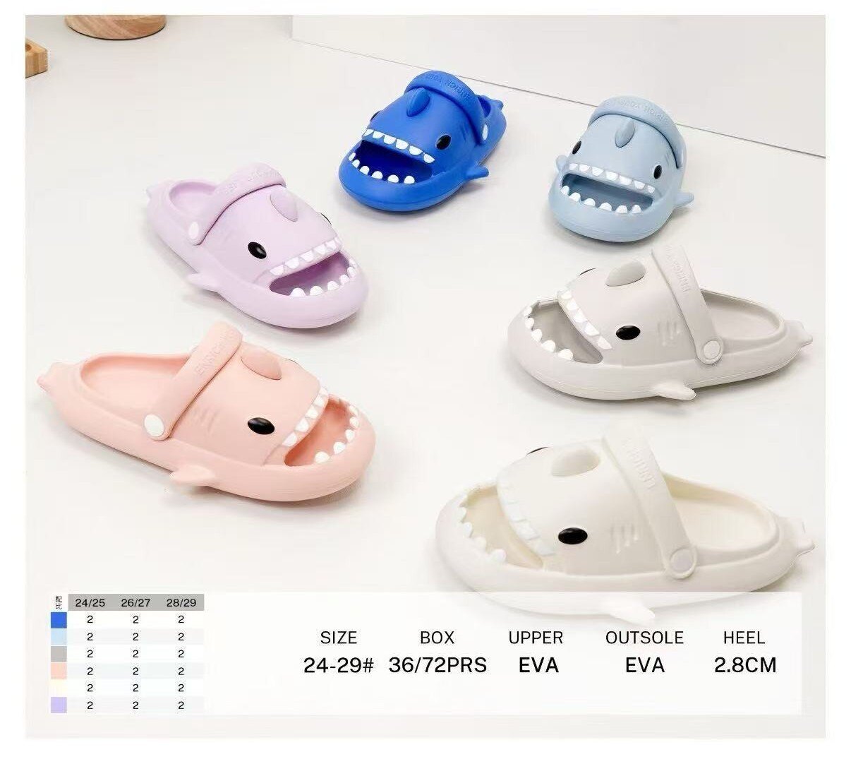 Grossiste BEAVITA SHOES - Chaussons pour enfants 24-29 en forme de requin : Confort et Polyvalence en 6 Couleurs.