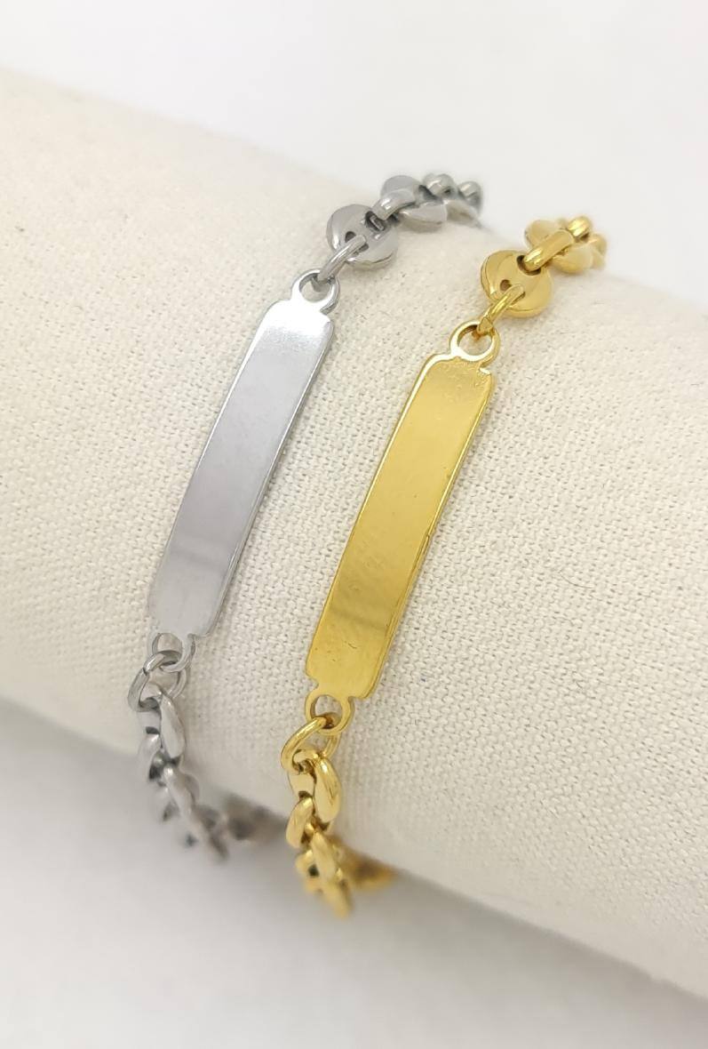 Grossiste Bijoussimo - Bracelet acier enfant gourmette mailles grains de café (15cm)