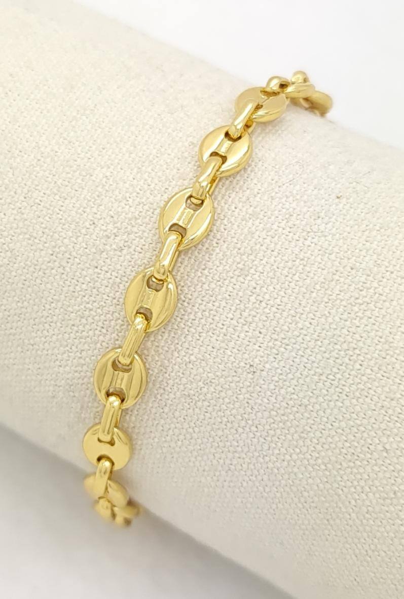 Grossiste Bijoussimo - Bracelet acier enfant doré mailles grains de café (6x8# 15cm)