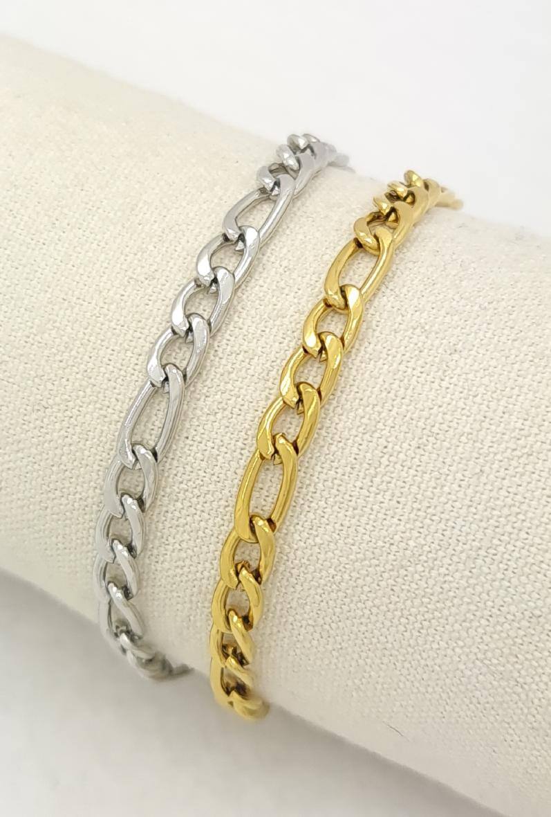 Wholesaler Bijoussimo - Children's steel bracelet (EP1.4, 15cm) figaro chain 3:1