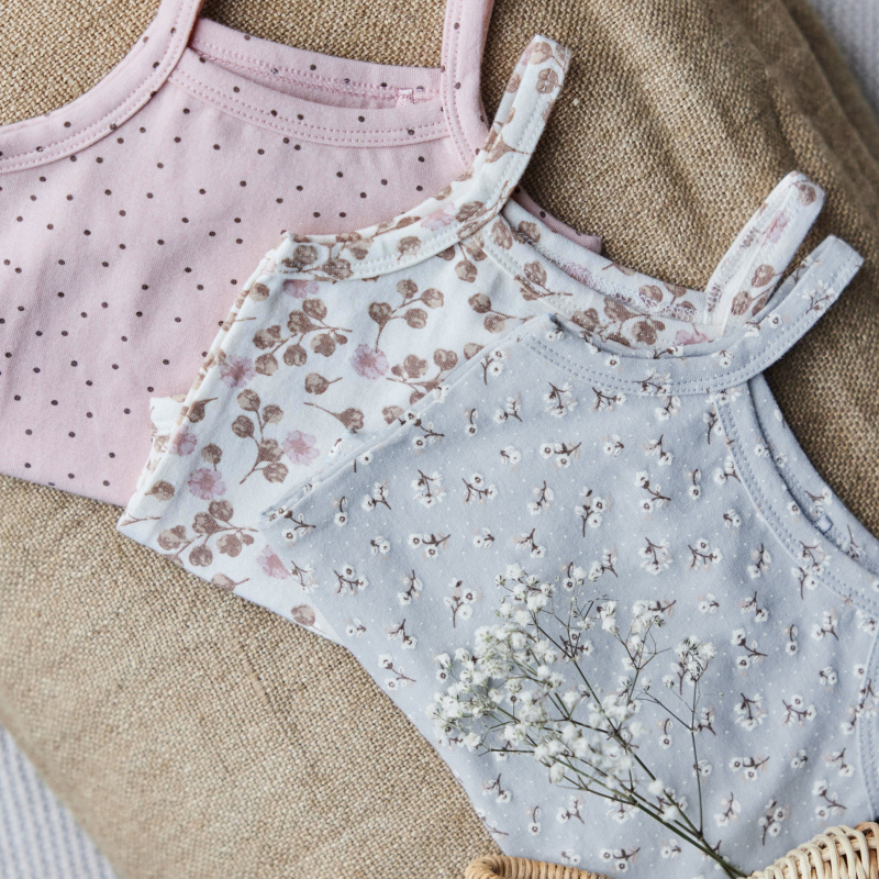 Wholesaler BLUE WHITE - SET OF 3 BABY GIRL BODYSUITS