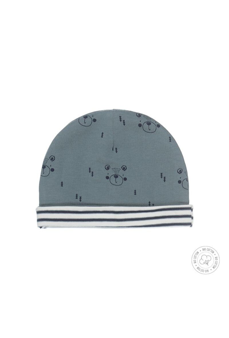 Wholesaler BLUE WHITE - Dusty green and white hat with ouson pattern for baby boy, organic cotton