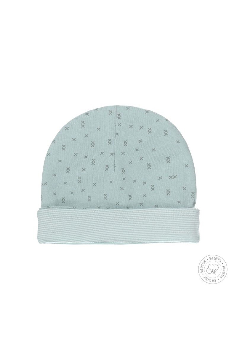 Grossiste BLUE WHITE - Bonnet vert eau à motif en coton bio