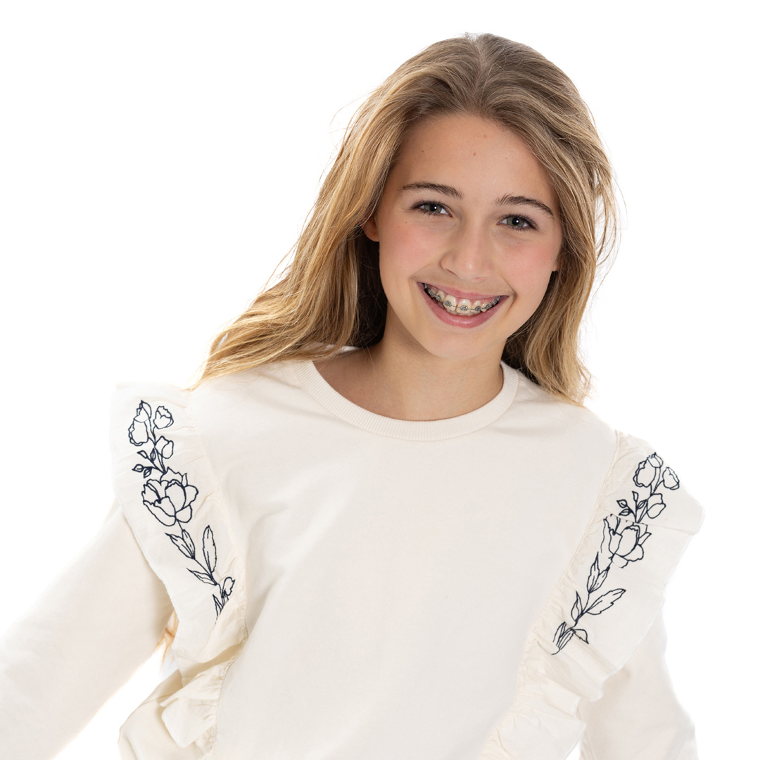 Mayorista BLUE WHITE - JERSEY DE NIÑA CON ESTAMPADO FLORAL