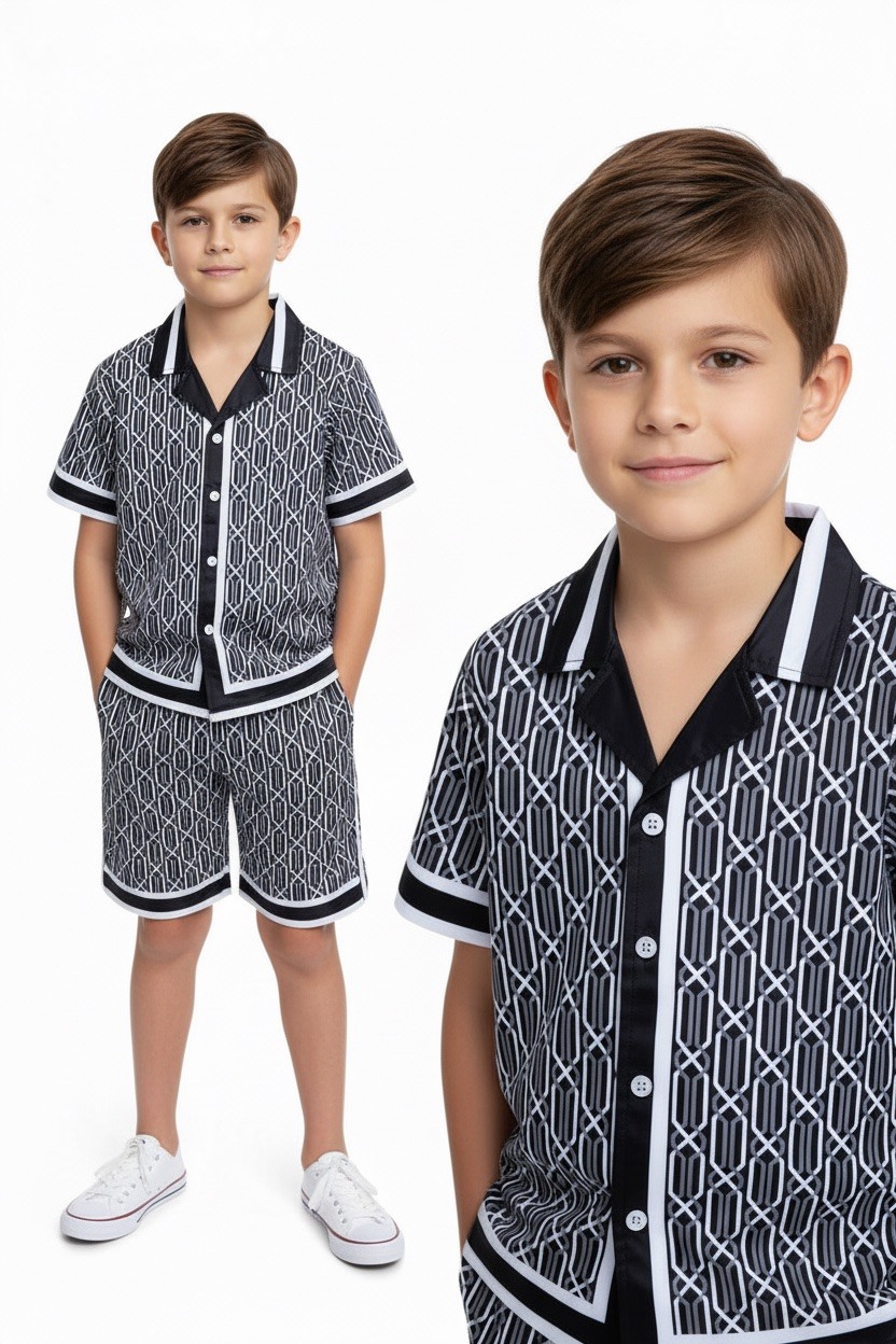Grossiste Boomkids - Ensemble chemise short avec tissu fluide