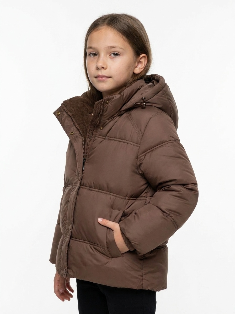 Großhändler Boomkids - Mädchen-Daunenjacke mit abnehmbarer Kapuze und Samtkragen