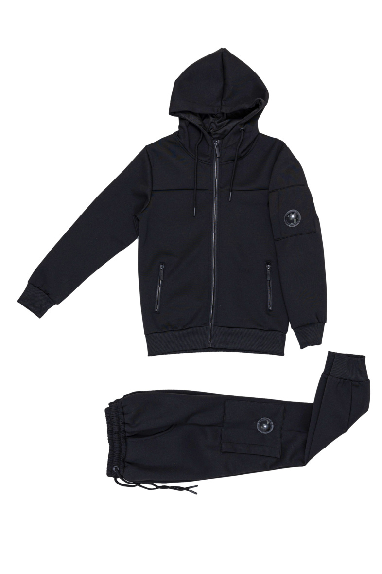 Grossista Boomkids - Tuta da jogging per bambini con cappuccio e zip monocromatica