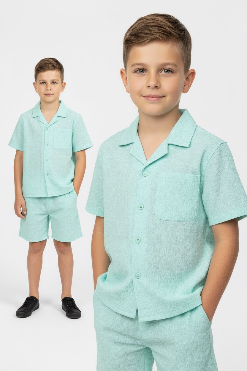 Großhändler Boomkids - Passendes Top und Shorts mit gemustertem Stoff