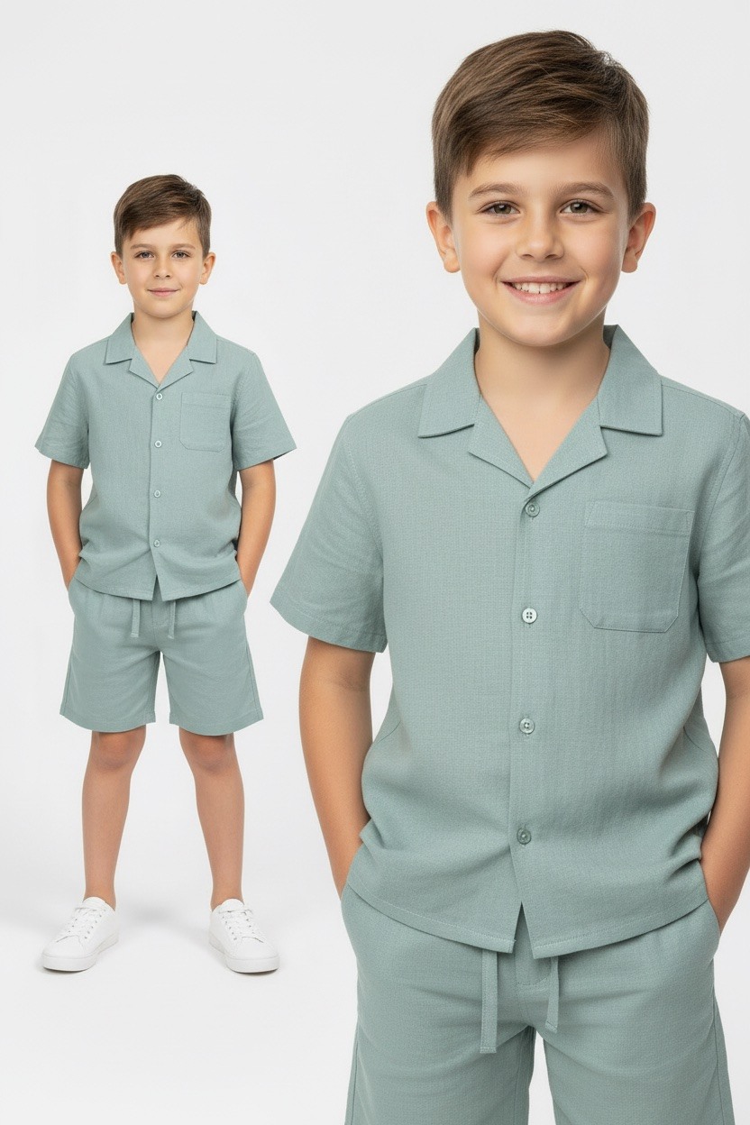 Grossista Boomkids - Set camicia e pantaloni in cotone