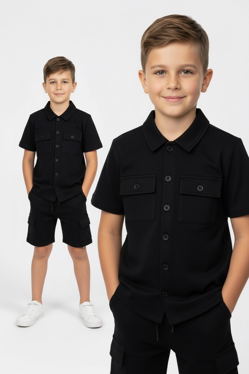 Grossiste Boomkids - Ensemble chemise short avec poches
