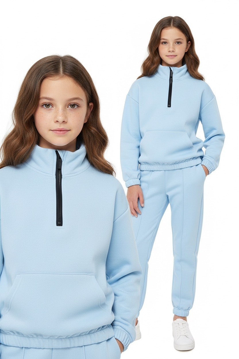 Grossiste Boomkids - Ensemble jogging pour fille à haut demi-zip