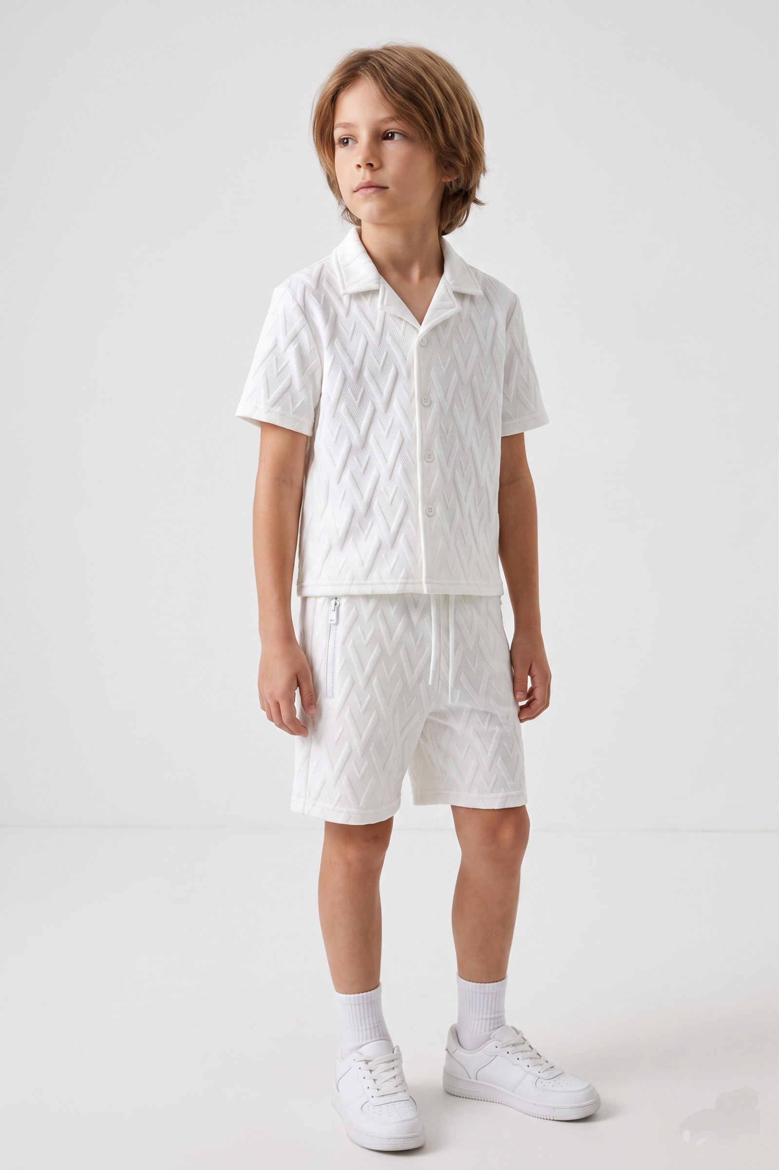 Grossiste Boomkids - Ensemble chemise short enfant avec motifs en relief