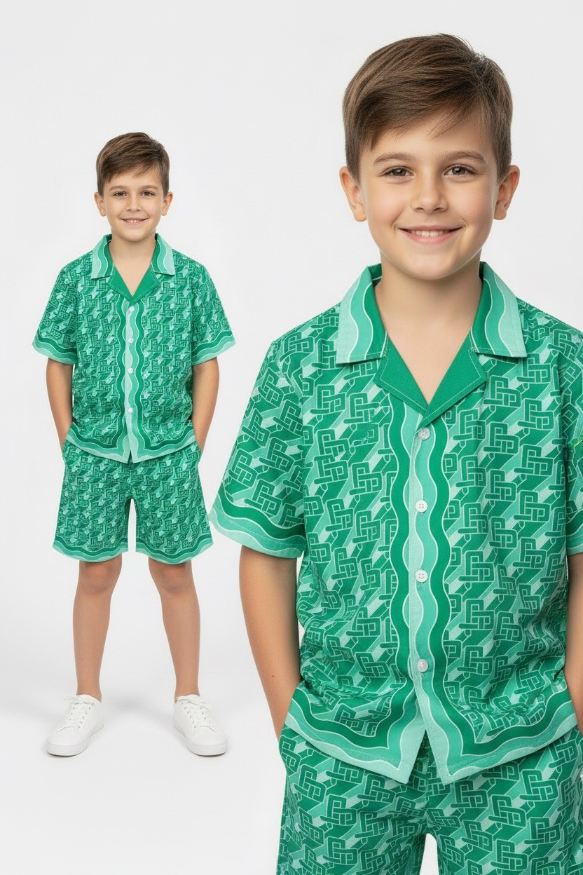 Mayorista Boomkids - Conjunto de camisa estampada ligera para niños