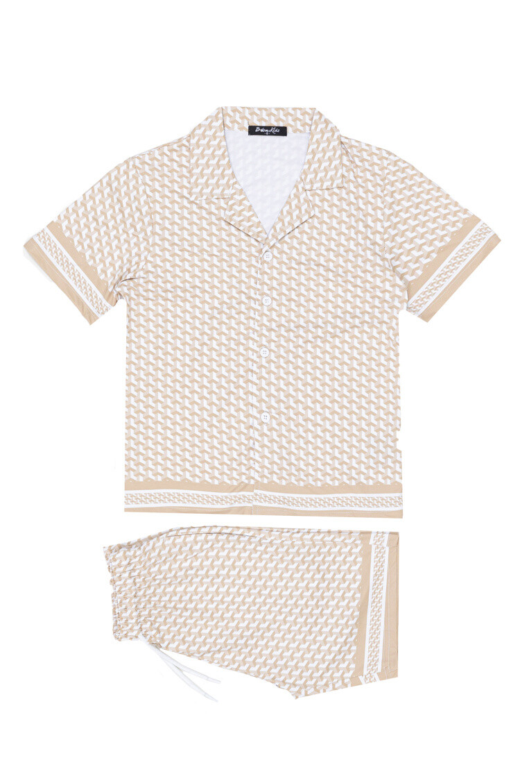 Grossiste Boomkids - Ensemble chemise short imprimé léger fluide
