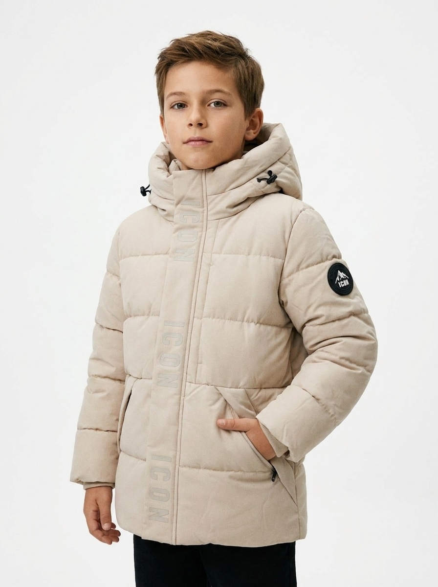 Grossiste Boomkids - Doudoune avec logo et motif en relief