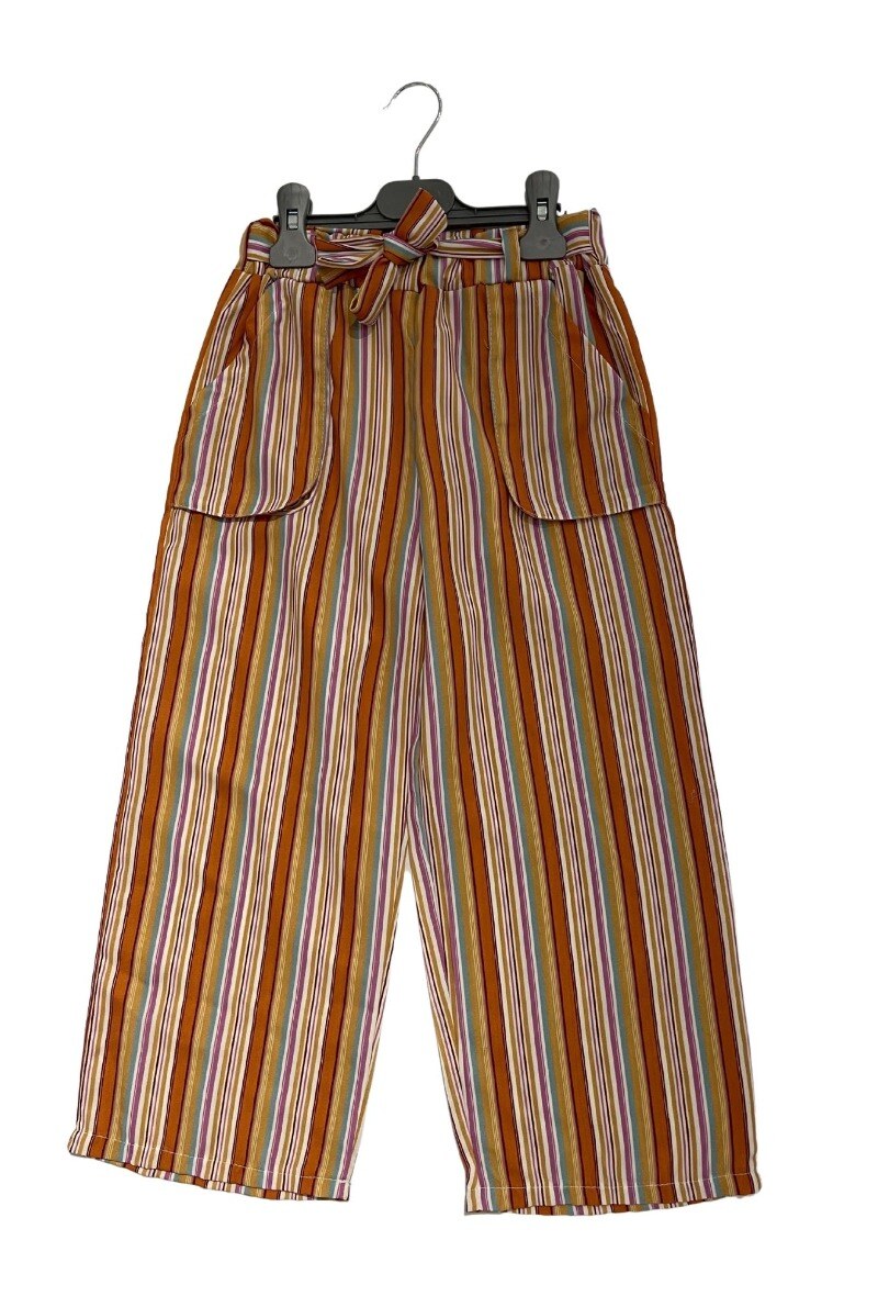 Grossista Camille de Paris - Pantaloni fluidi a righe con cintura COLLEZIONE MINI ME produzione francese F4/14 anni