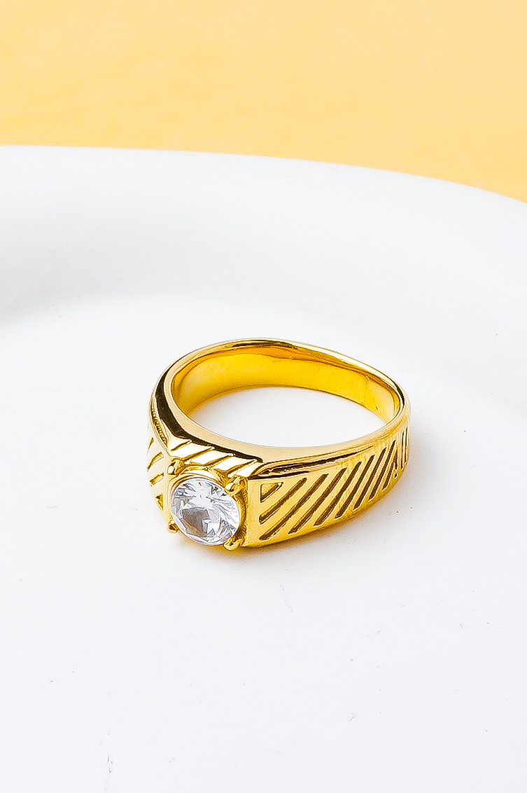Wholesaler Ceramik - Children's Gold-Plated Stainless Steel Ring with Zircon – Sizes US 2-8 / FR 44-57