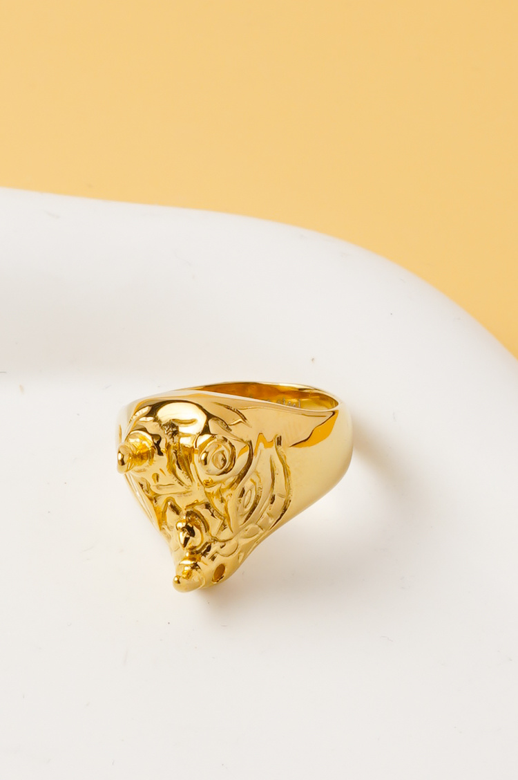 Wholesaler Ceramik - Children's ring with tiger head in gold-plated stainless steel – Sizes US 3–7 / FR 44–55