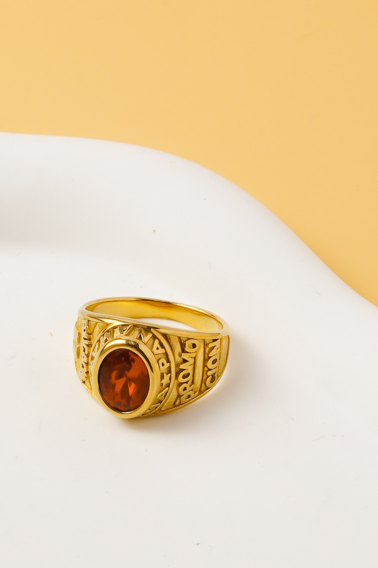 Grossiste Ceramik - Bague enfant pierre rouge acier inoxydable – Couleur au choix Or ou Argenté – Tailles US 2–8 / FR 41–57