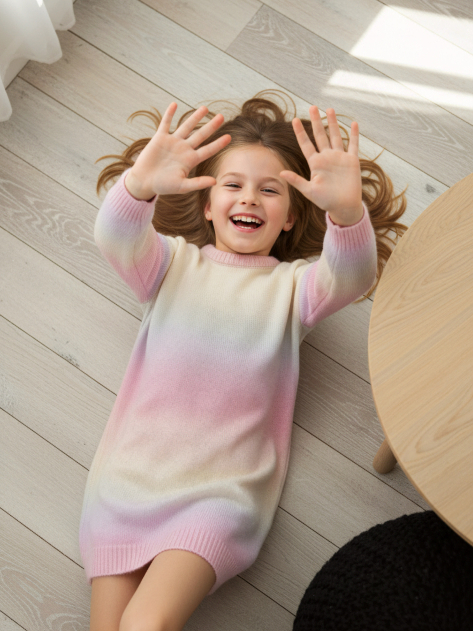 Mayorista Chicaprie - Vestido Suéter Corto de Manga Larga de Punto Multicolor para Niña