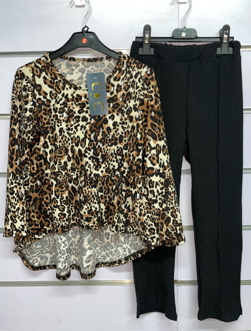 Grossista CHIC COOL - Abito due pezzi LEOPARD, con pantaloni a due righe