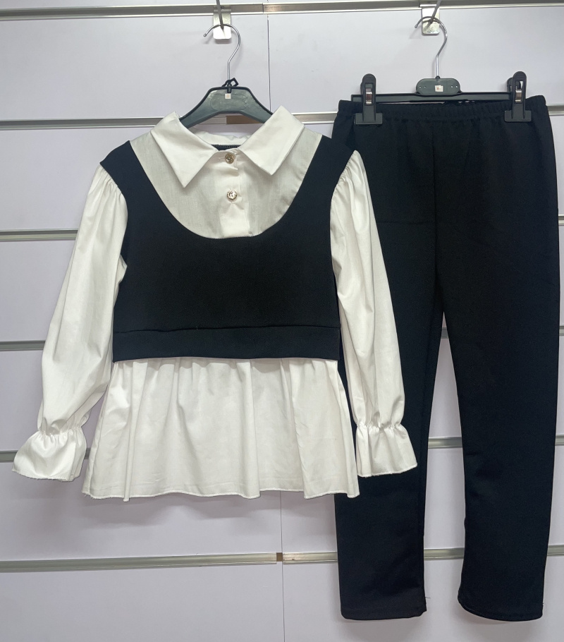 Grossista CHIC COOL - Insieme due pezzi colletto a bottoni in tessuto MAGLIA / COTONE