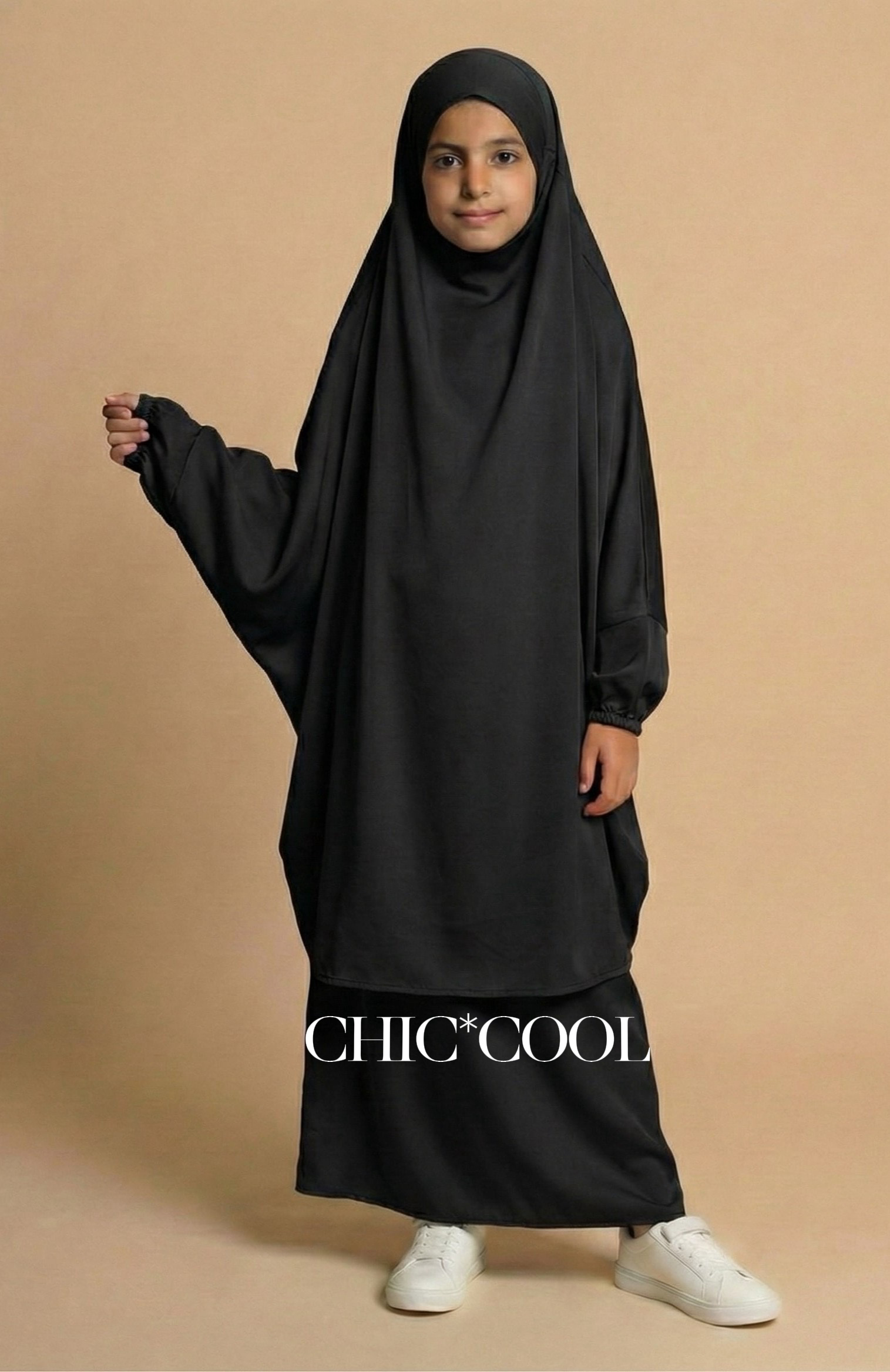 Grossista CHIC COOL - Completo jilbab con gonna e colletto foderato, taglie 12-14-16