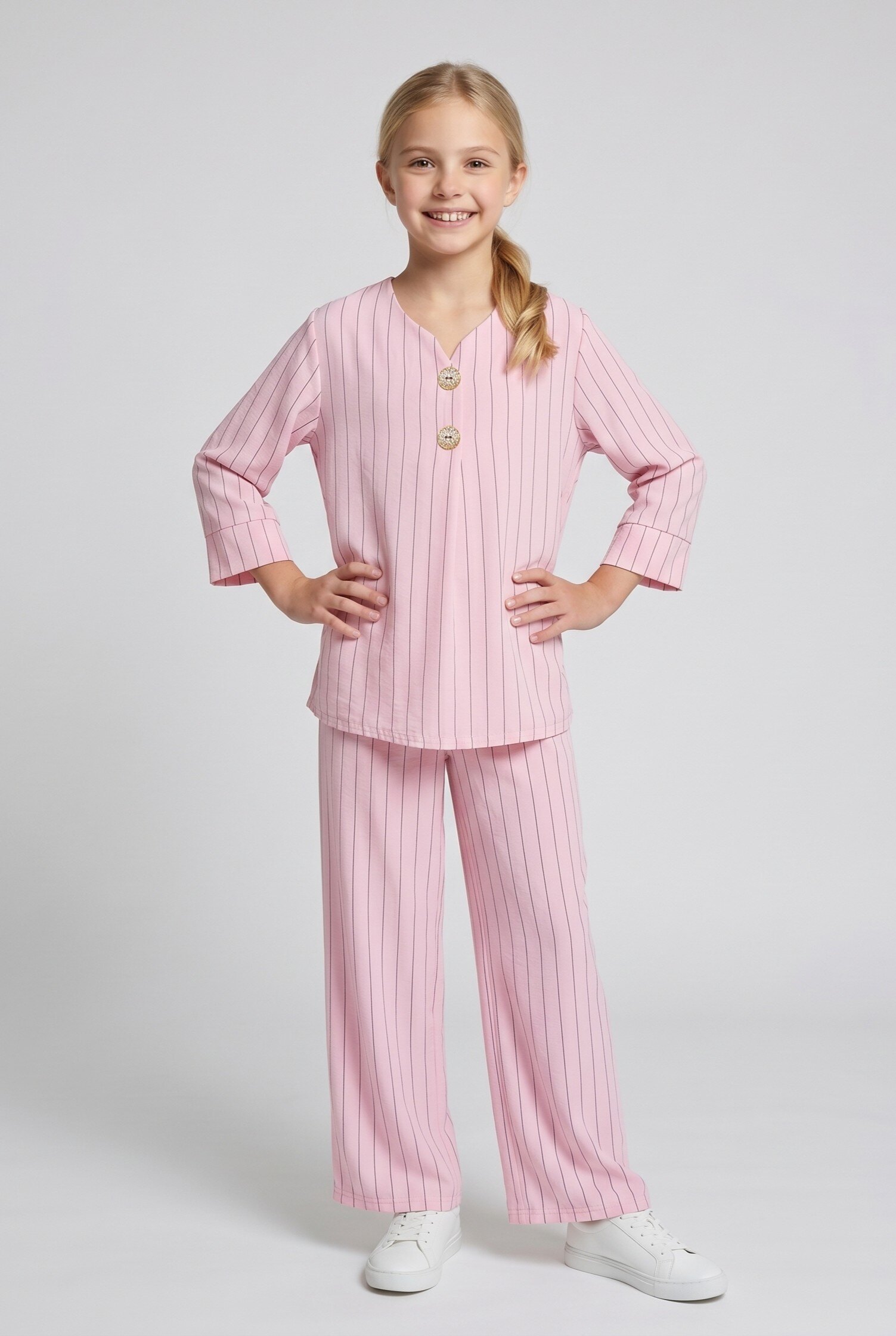 Grossista CHIC COOL - Completo a righe con due bottoni
