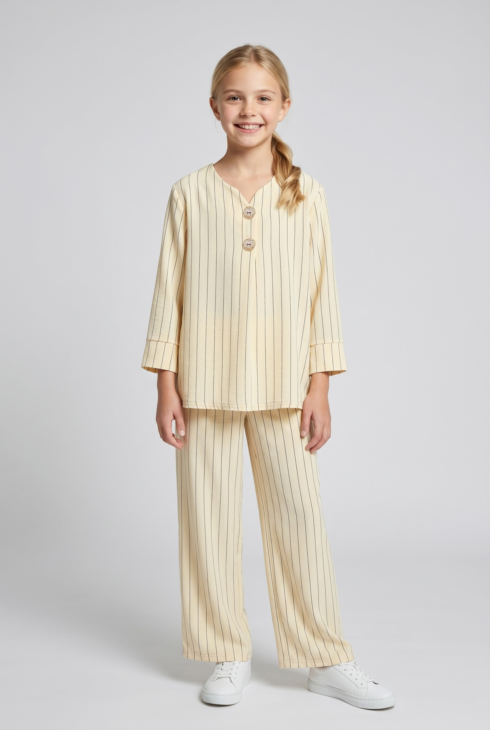 Grossiste CHIC COOL - Ensemble rayure deux boutons