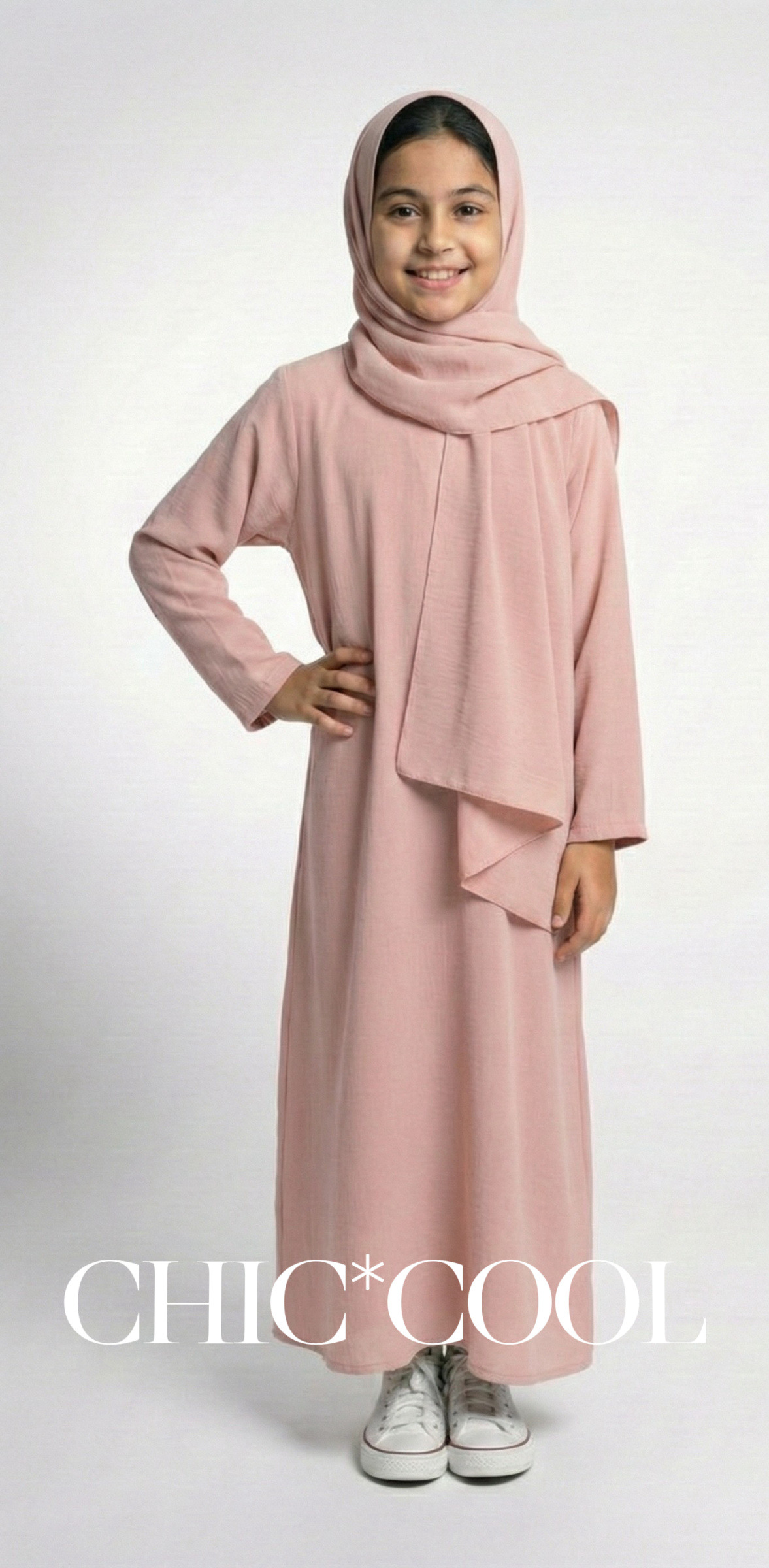 Grossista CHIC COOL - Abaya a tinta unita jazz con sciarpa integrata