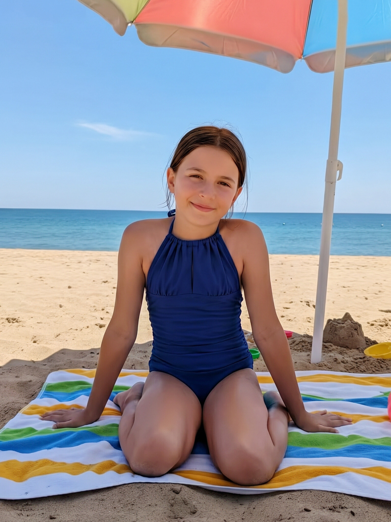 Grossiste Chicaprie - Maillot De Bain Une Pièce Ouverture Centrale Et Dos Nu Uni Fille