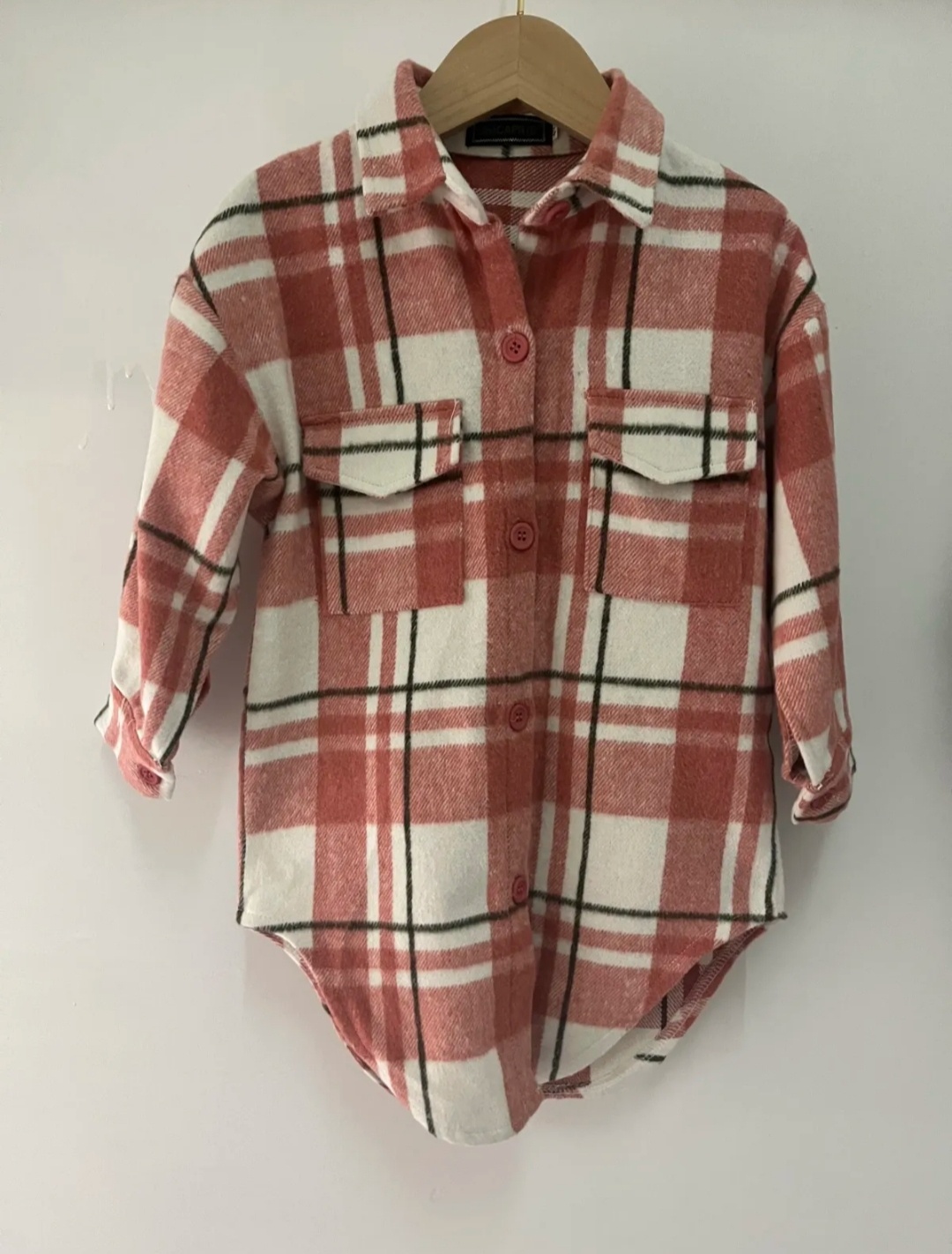 Grossiste Chicaprie - Surchemise Tunique À Boutons Aux Motifs Carreaux Rayure Et Manche Mi-Longues Fille