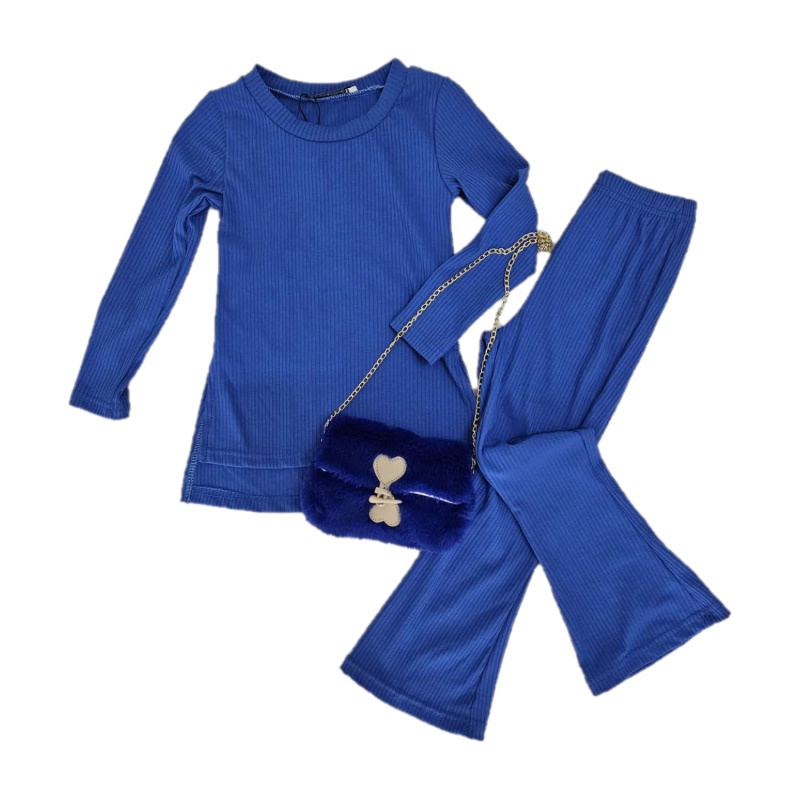 Grossiste Chicaprie - Ensemble Tee-Shirt Manches Longues Et Pantalons Avec Sac Fille