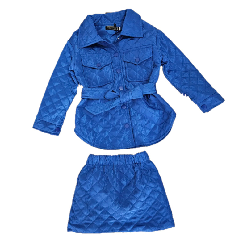 Wholesaler Chicaprie - Girls' Plain Quilted Short Skirt and Jacket Set