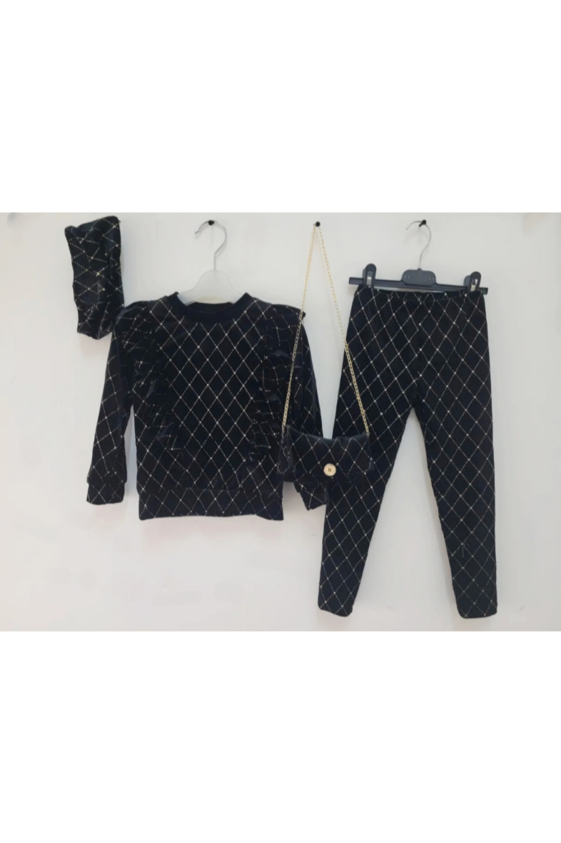 Wholesaler Chicaprie - Girls' Velvet And Sequin Top And Pants Set