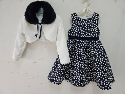 Grossista Chicaprie - Completo Vestito Canotta in Eco Pelliccia con Motivo a Pois e Fiocco al Centro per Bambina Grossista Chicaprie - Completo Vestito Canotta in Eco Pelliccia con Motivo a Pois e Fiocco al Centro per Bambina