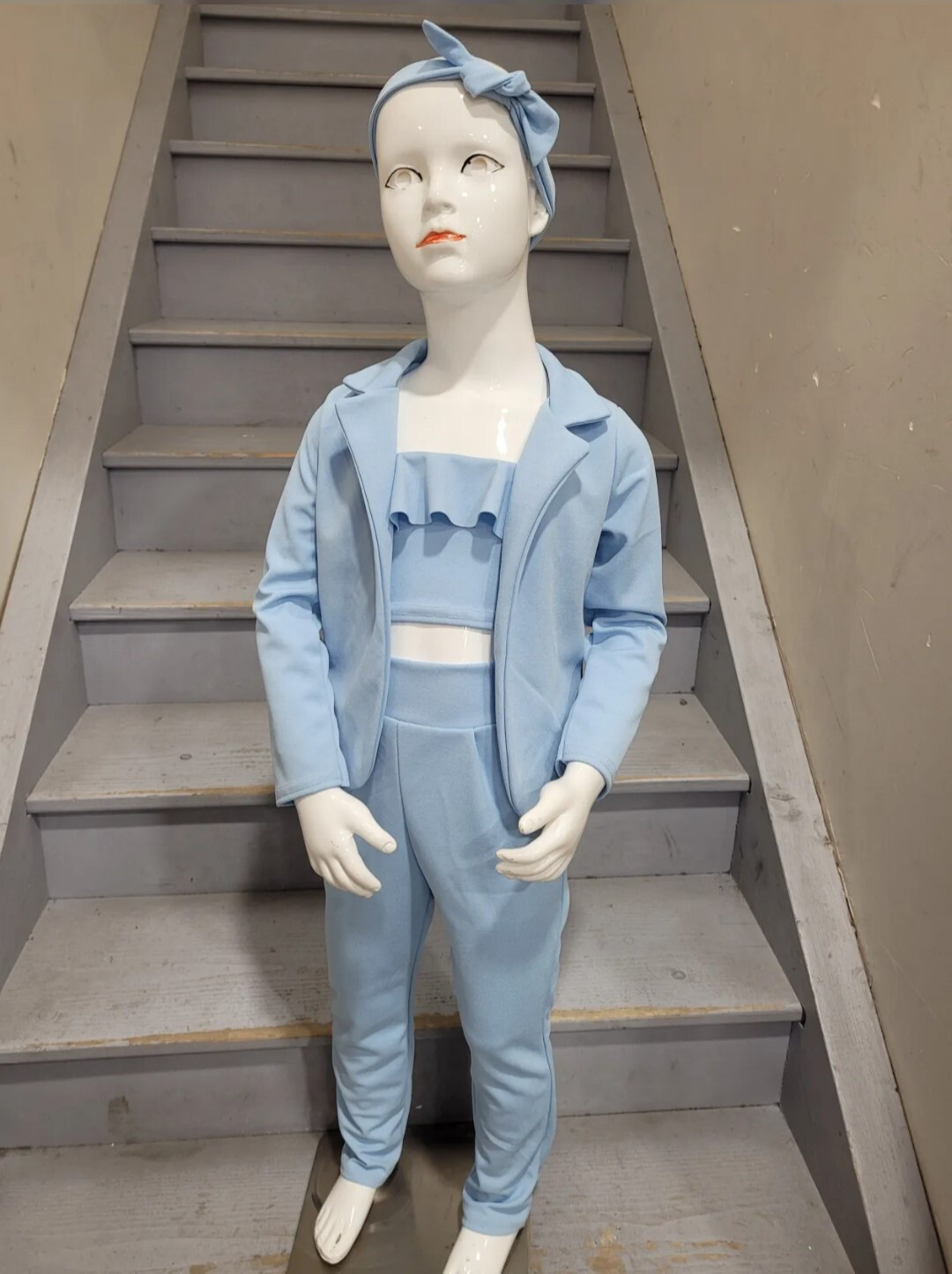Mayorista Chicaprie - Conjunto clásico de blazer y pantalón liso con top de tirantes para niña
