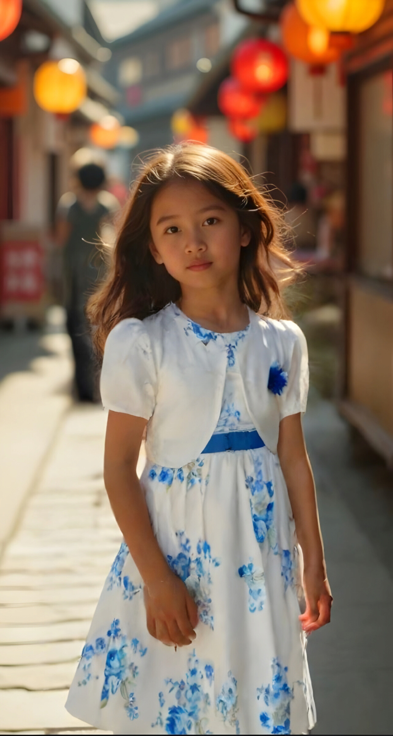 Grossiste Chicaprie - Ensemble Robe Ruban Et Fleurie Et Boléro Uni Fleur Fille