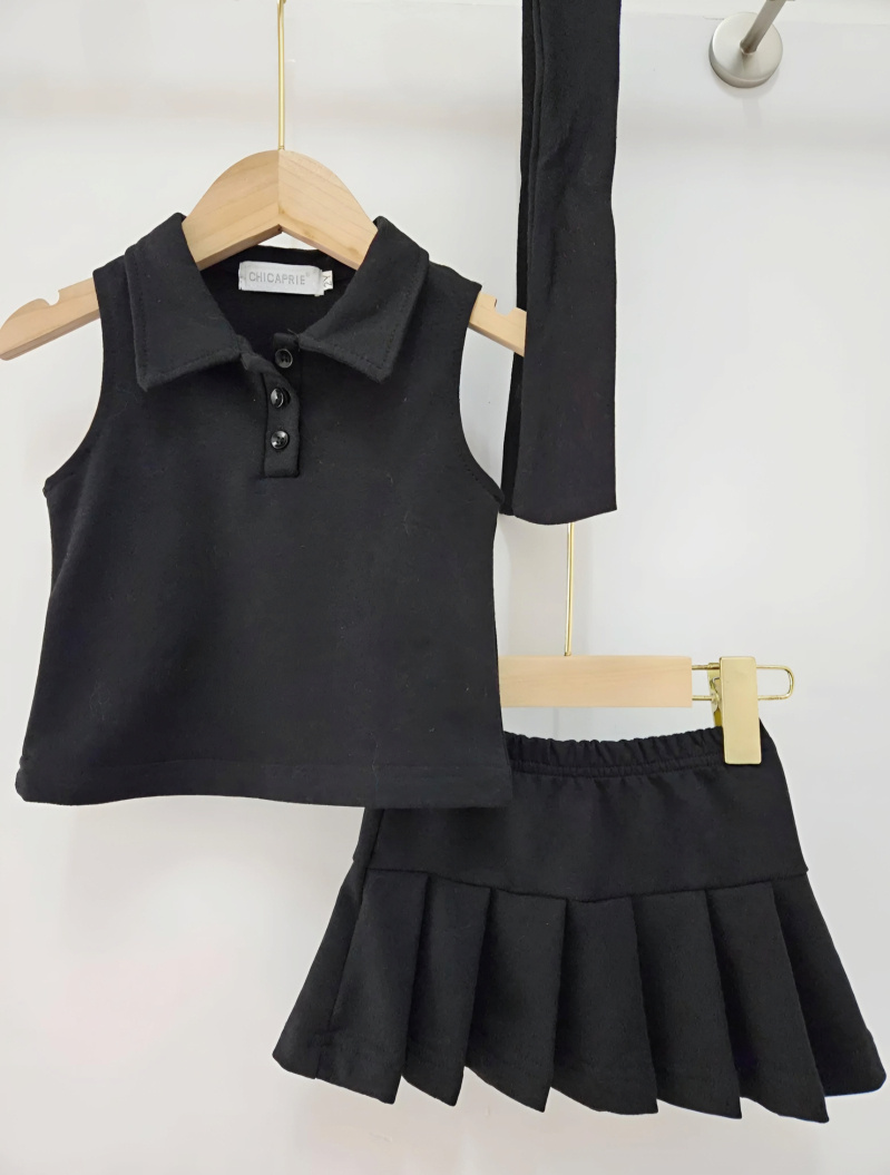 Großhändler Chicaprie - Set aus schlichtem Oberteil und Faltenrock für Mädchen mit Stirnband für Mädchensportarten Tennis