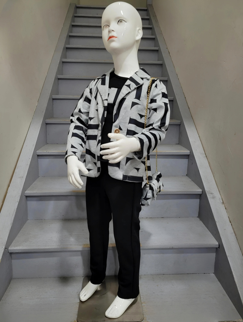 Grossista Chicaprie - Set di giacche blazer, fascia maglietta a pattern astratti pantaloni semplici fluidi