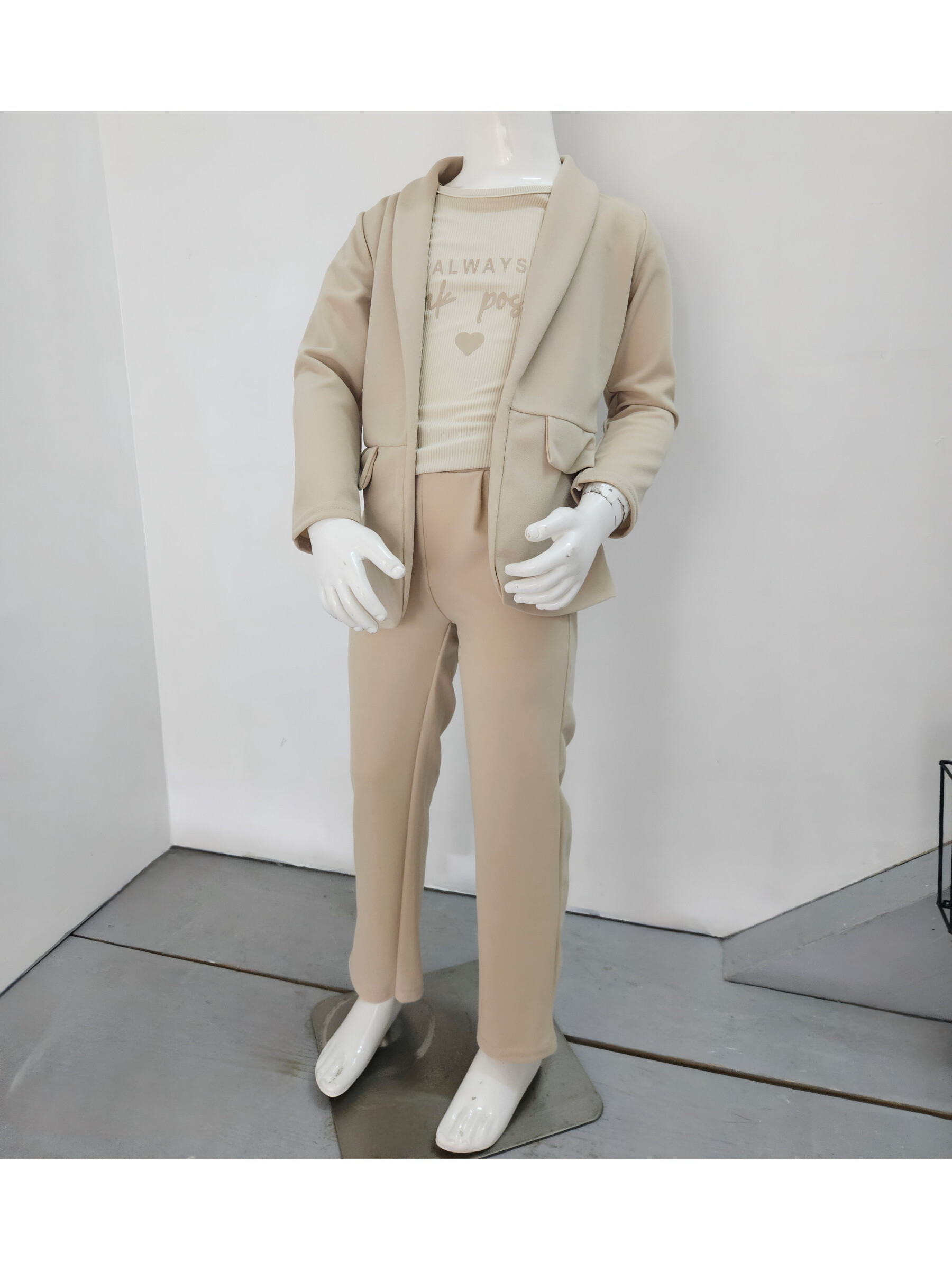 Mayorista Chicaprie - Conjunto de chaqueta y pantalón para niña con camiseta Positive