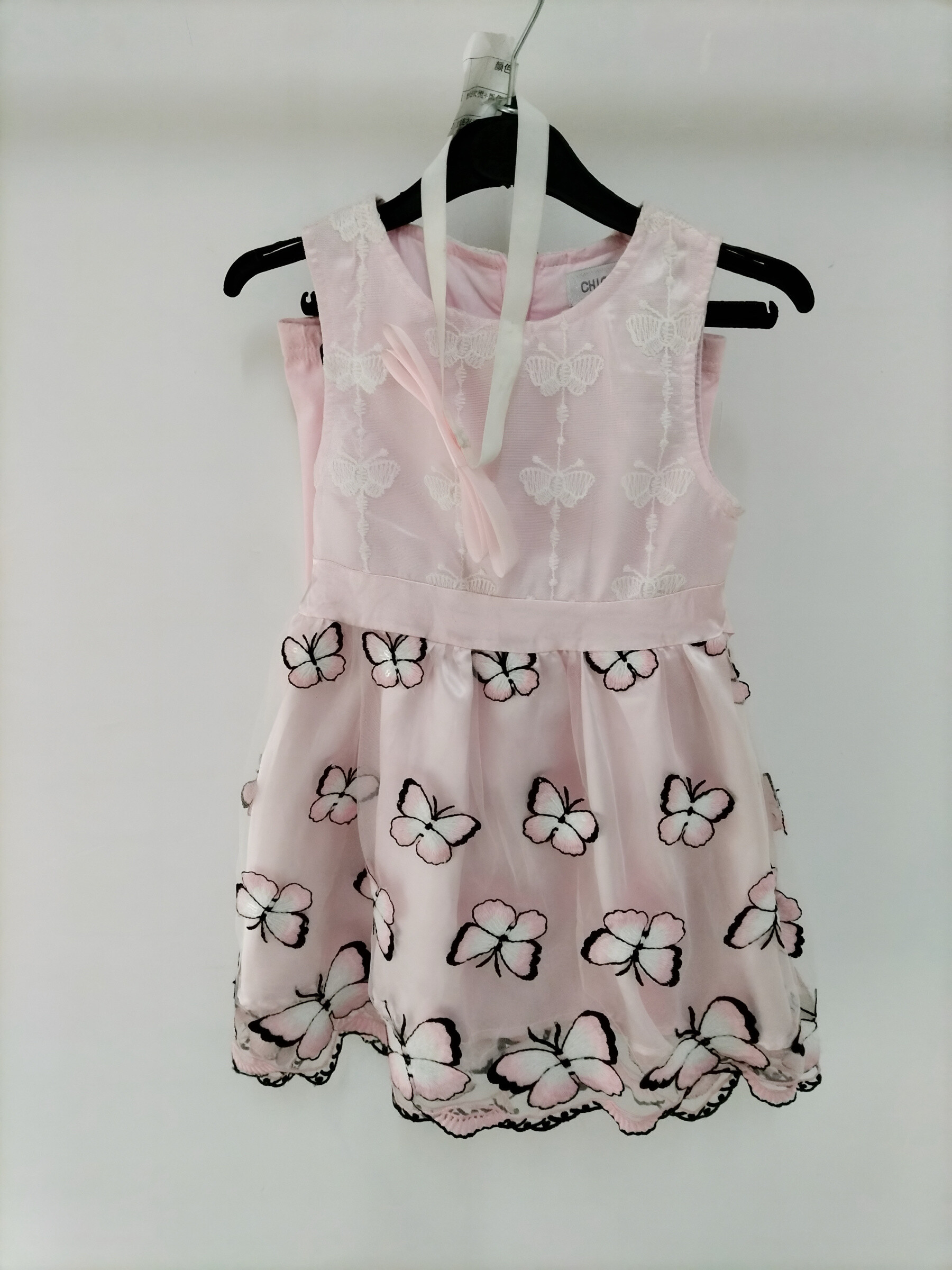 Grossista Chicaprie - Set di Abito Farfalla Aereo con Leggings Piani e Fascia per Capelli con Fiocco per Ragazze