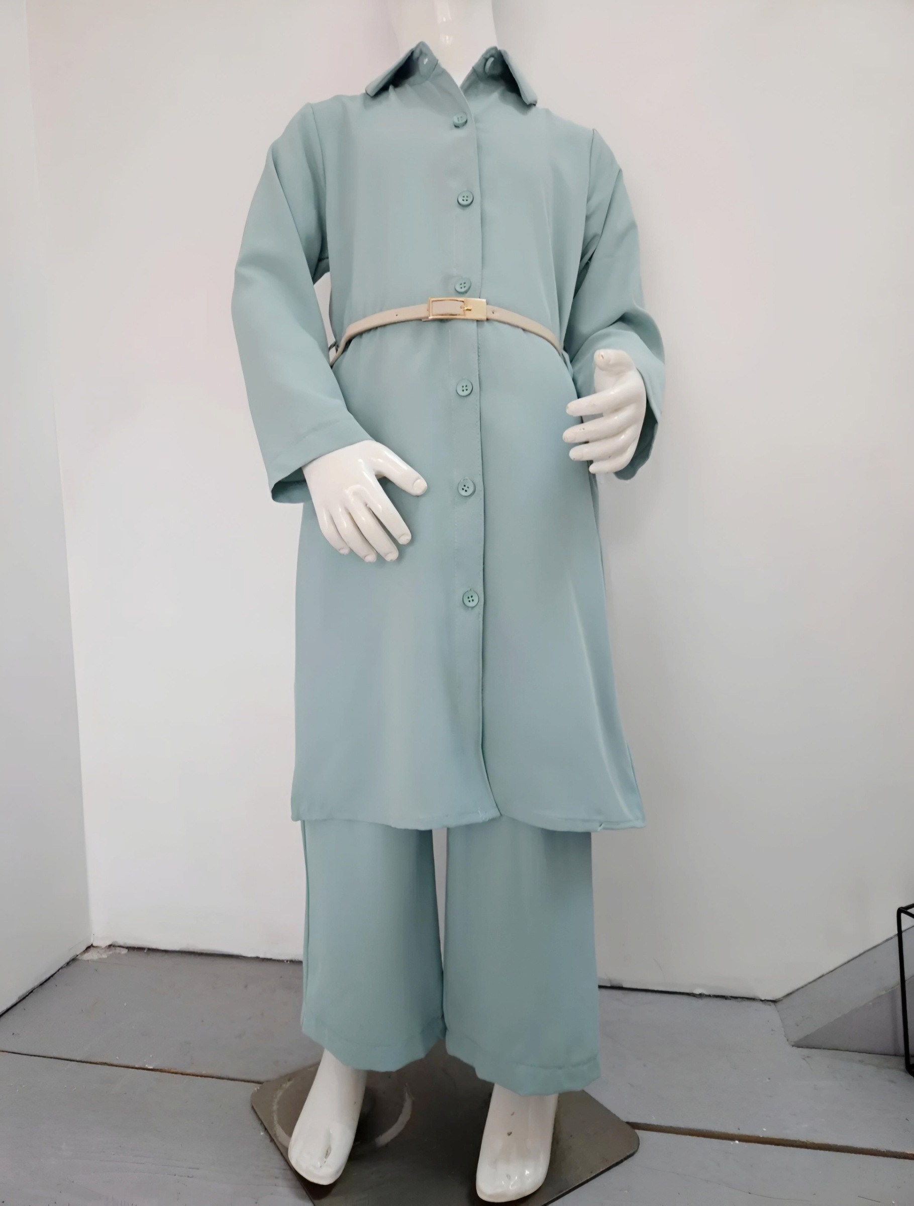 Großhändler Chicaprie - Mädchen-Tunikaset mit Schmalem Gürtel und Fließender Weitbein-Hose