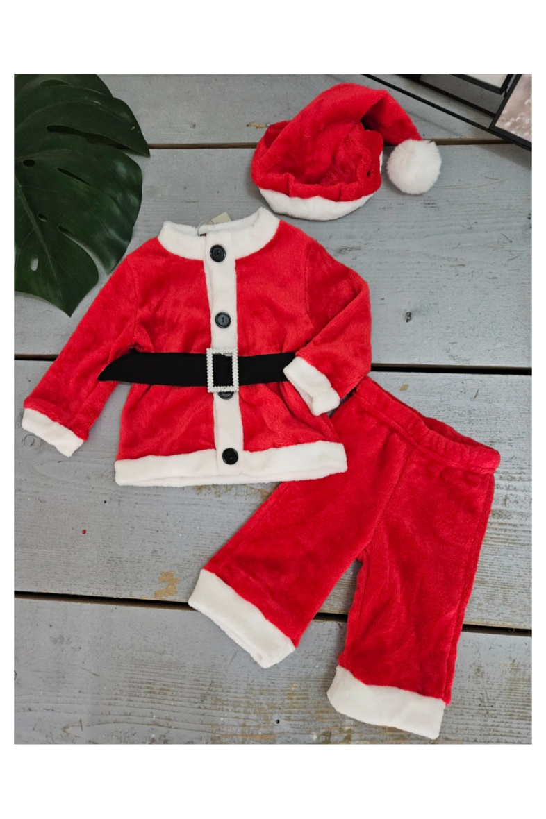 Wholesaler Chicaprie - Baby Boy Santa Claus Hat and Jacket Set