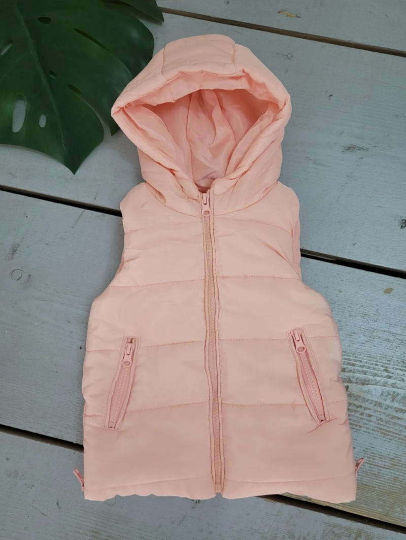 Grossiste Chicaprie - Doudoune Rembourrée Matelassée À Capuche Sans Manches Uni Cocon Bébé Fille