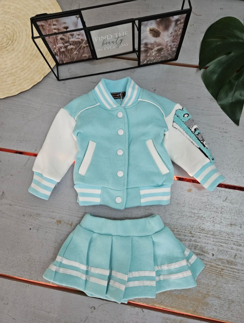 Grossiste Chicaprie - Ensemble Gilet Et Jupe Courte Style Old School Bébé Fille