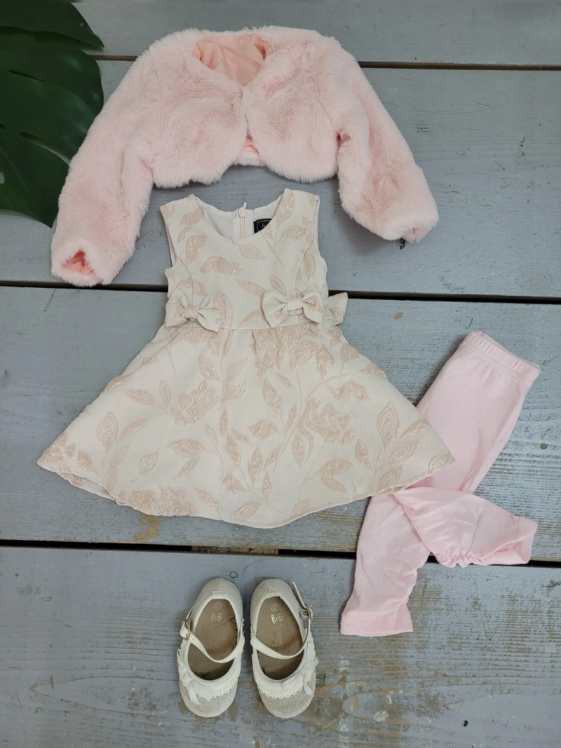 Mayorista Chicaprie - Conjunto bebé niña vestido de fiesta pelo sintético y chaleco
