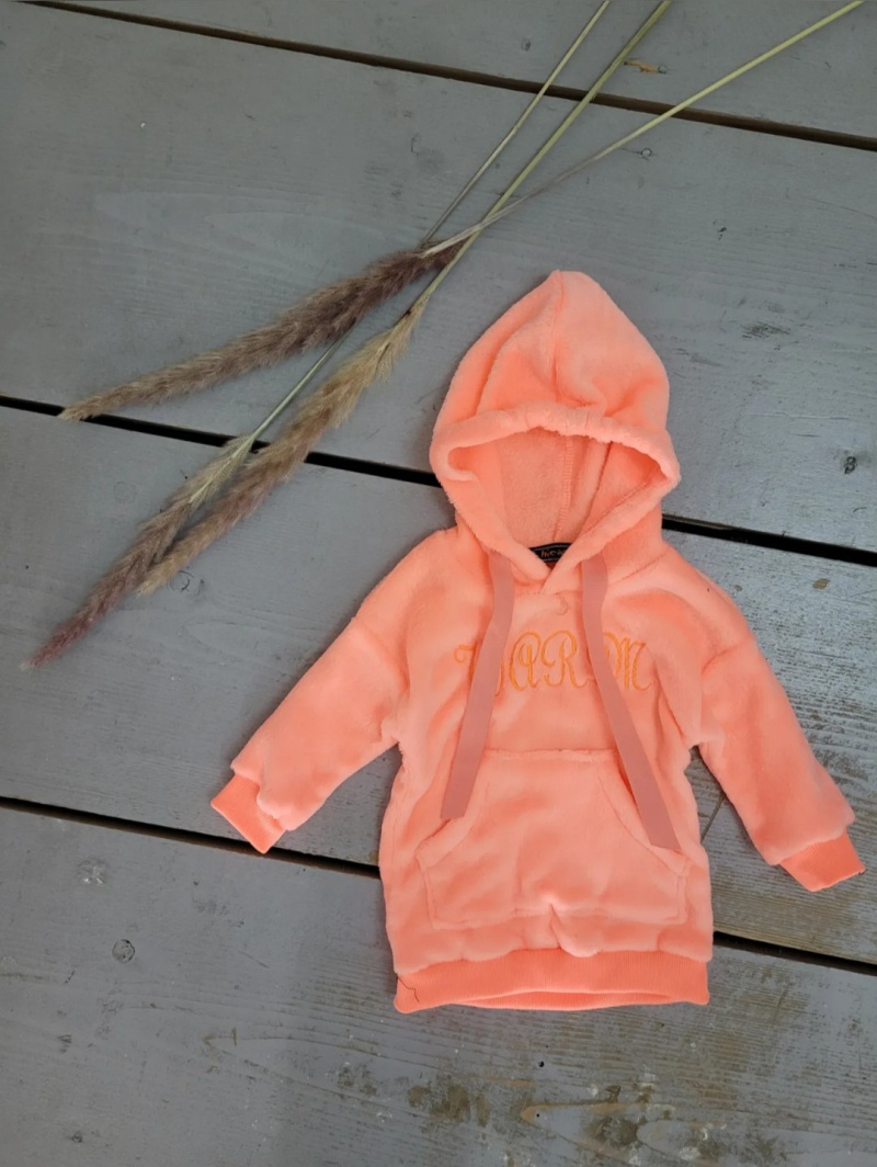 Großhändler Chicaprie - Weiches, gesticktes, langes Kapuzen-Sweatshirt mit Kängurutasche für Babys Mädchen