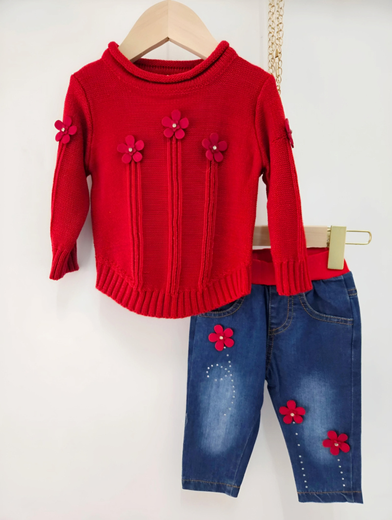 Großhändler Chicaprie - Set aus Pullover und Jeans für Babymädchen