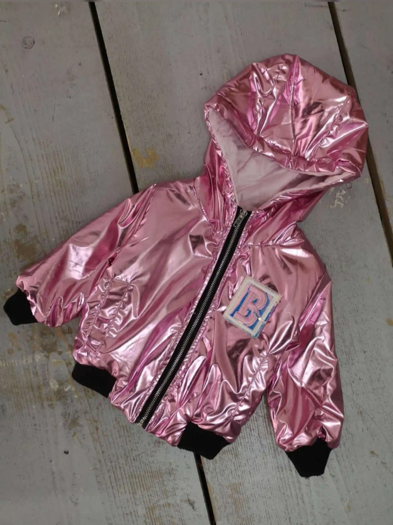 Grossiste Chicaprie - Bombers Uni A Capuche Brillant Avec Broderie Bébé Fille